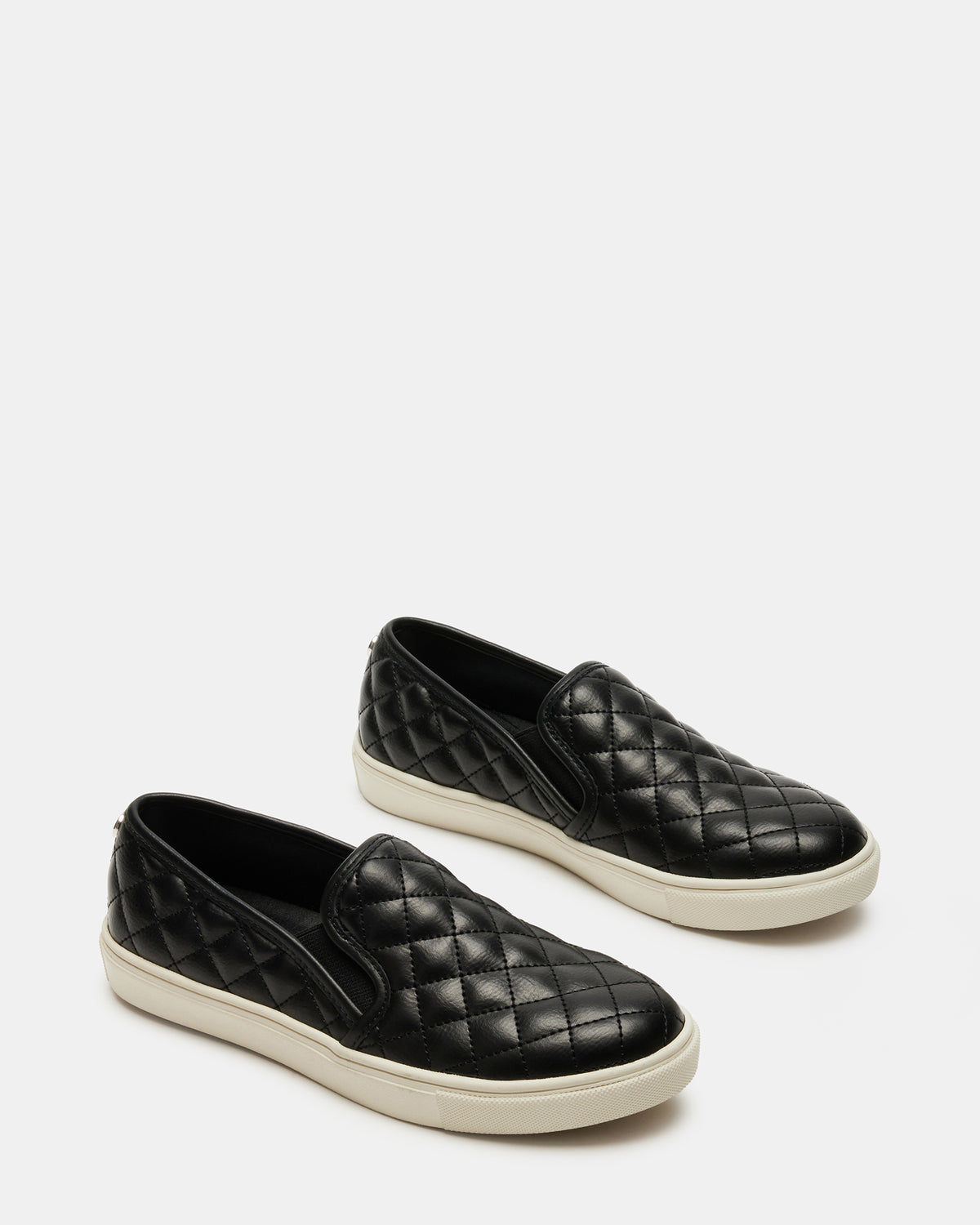 ECENTRCQ Black Leather Women's Slip On Sneakers Steve Madden BLACK