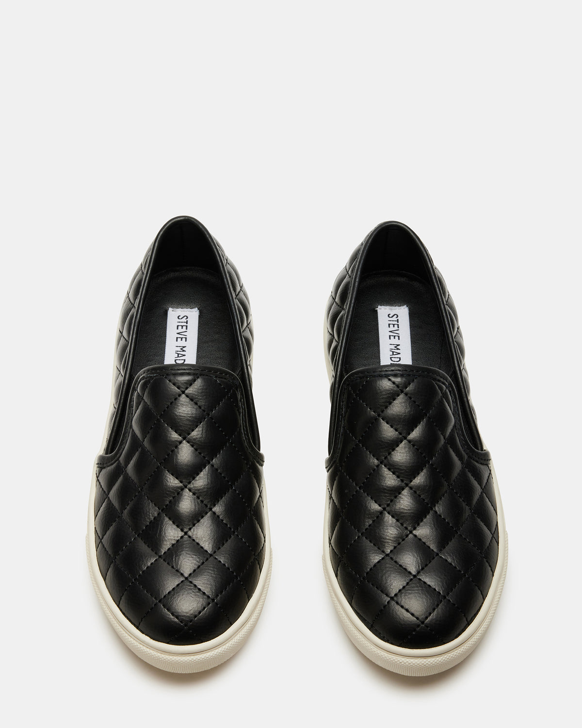 ECENTRCQ Black Leather Women's Slip On Sneakers Steve Madden BLACK