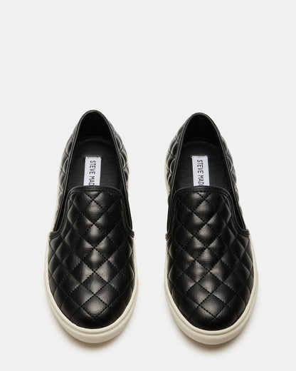 ECENTRCQ Black Leather Women's Slip On Sneakers Steve Madden BLACK