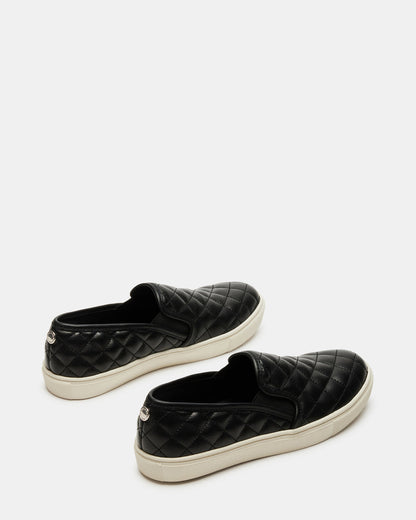 ECENTRCQ Black Leather Women's Slip On Sneakers Steve Madden BLACK