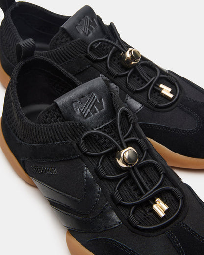 REBOOT Black Glitter Black Low-Top Lace-Up Women's Sneaker Steve Madden BLACK