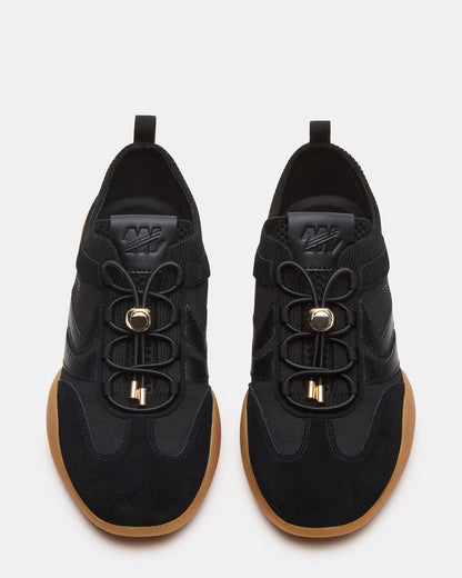 REBOOT Black Glitter Black Low-Top Lace-Up Women's Sneaker Steve Madden BLACK