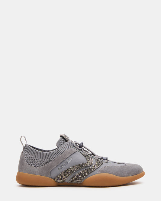 REBOOT Grey Rhinestones Low-Top Lace-Up Women's Sneaker Steve Madden GREY