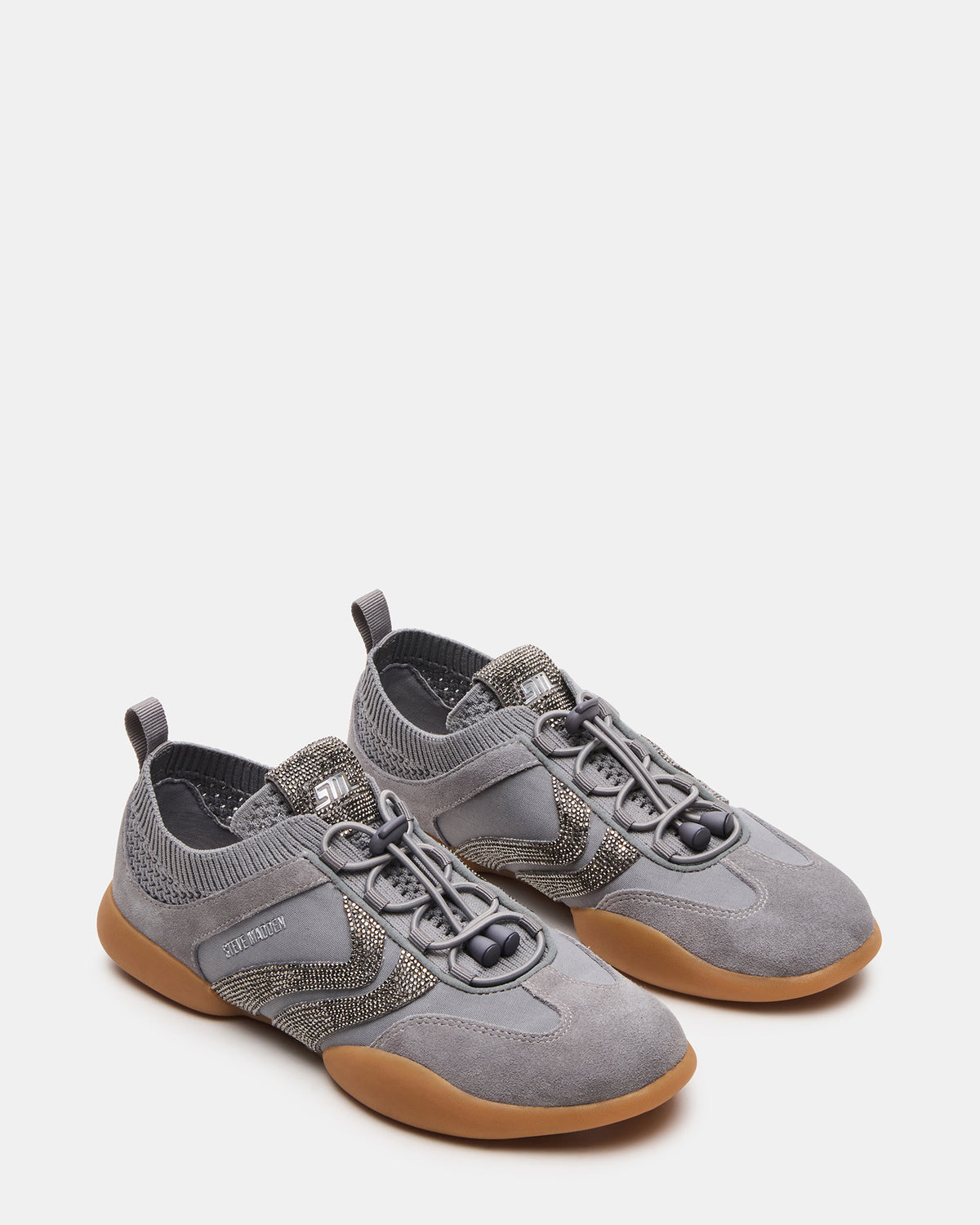 REBOOT Grey Rhinestones Low-Top Lace-Up Women's Sneaker Steve Madden GREY