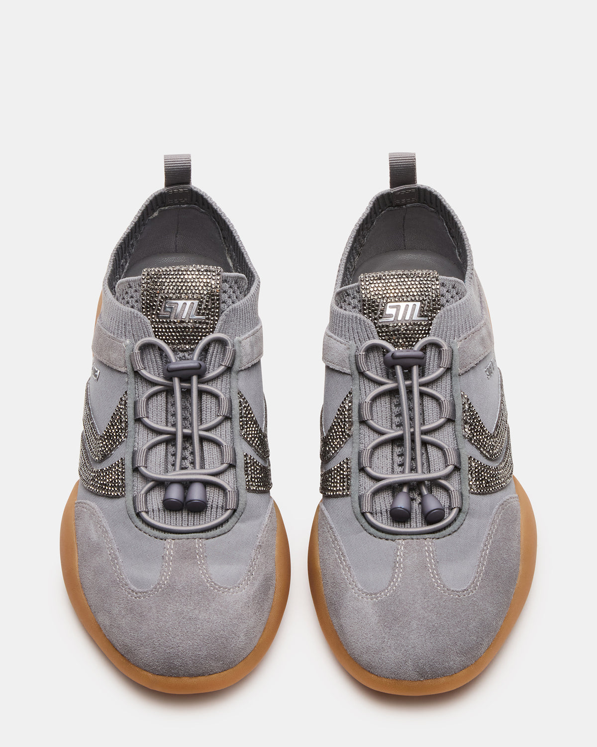 REBOOT Grey Rhinestones Low-Top Lace-Up Women's Sneaker Steve Madden GREY