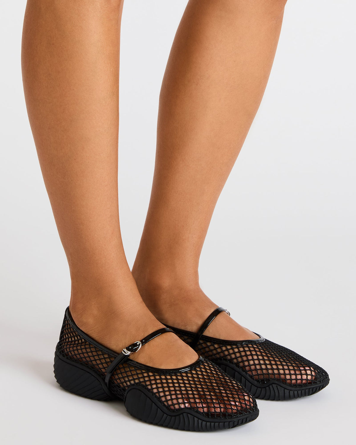VICKEE Black Mesh Mary Jane Buckle Chunky Sole Ballet Women's Sneaker Steve Madden BLACK MESH