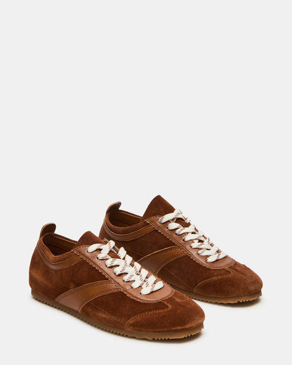JAYE Chestnut Suede Low-Top Lace-Up Women's Sneaker Steve Madden CHESTNUT SUEDE