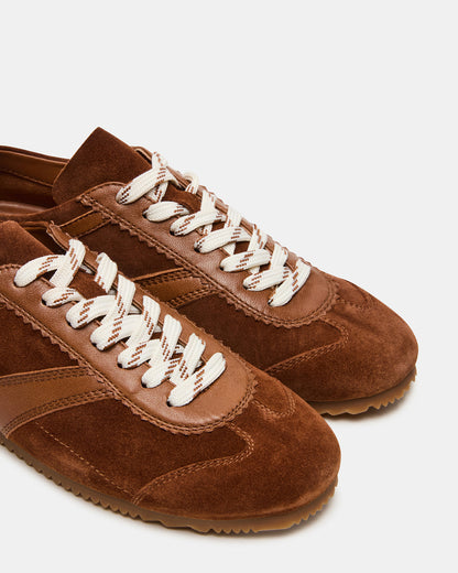 JAYE Chestnut Suede Low-Top Lace-Up Women's Sneaker Steve Madden CHESTNUT SUEDE