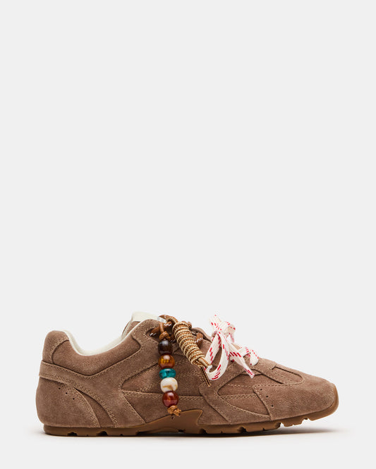 AZIEL Charm Taupe Suede Low-Top Lace-Up Women's Sneakers Steve Madden TAUPE SUEDE