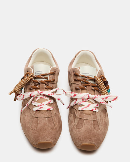 AZIEL Charm Taupe Suede Low-Top Lace-Up Women's Sneakers Steve Madden TAUPE SUEDE