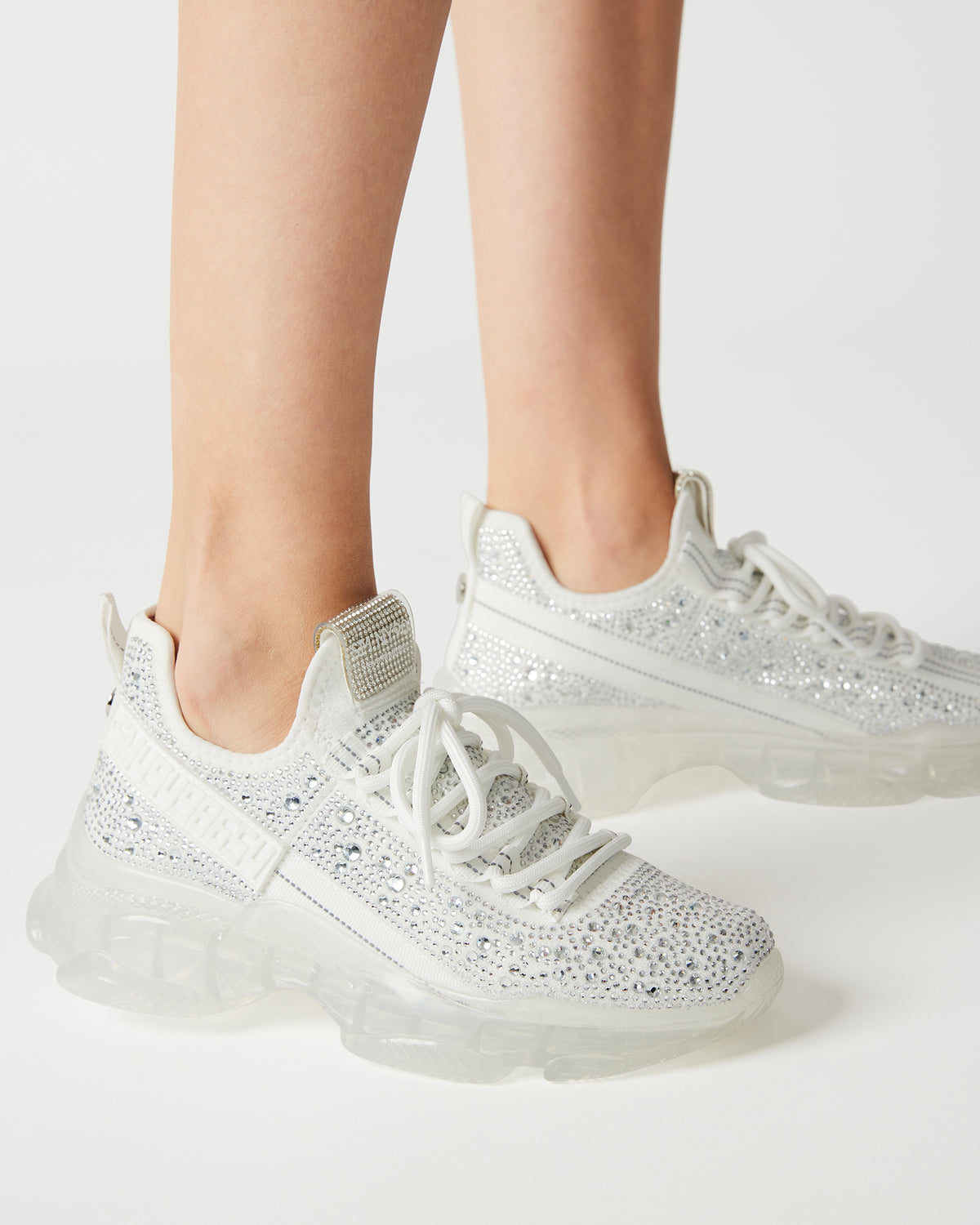 MAXIMA White Rhinestones Sneakers | Women's Sneakers Steve Madden WHITE MULTI
