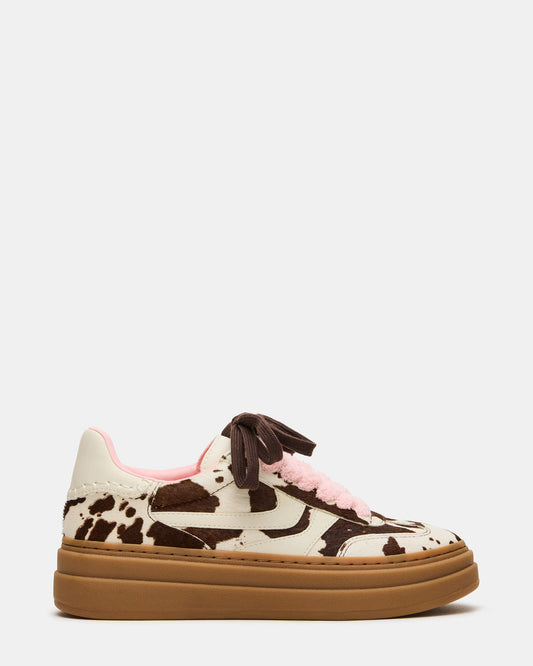 DODGE Brown Cow Print Low-Top Platform Women's Sneaker Steve Madden BROWN MULTI