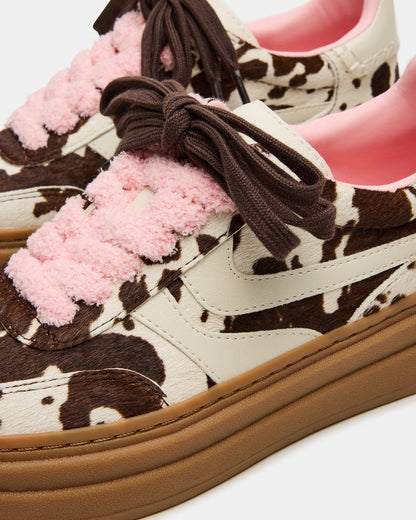 DODGE Brown Cow Print Low-Top Platform Women's Sneaker Steve Madden BROWN MULTI