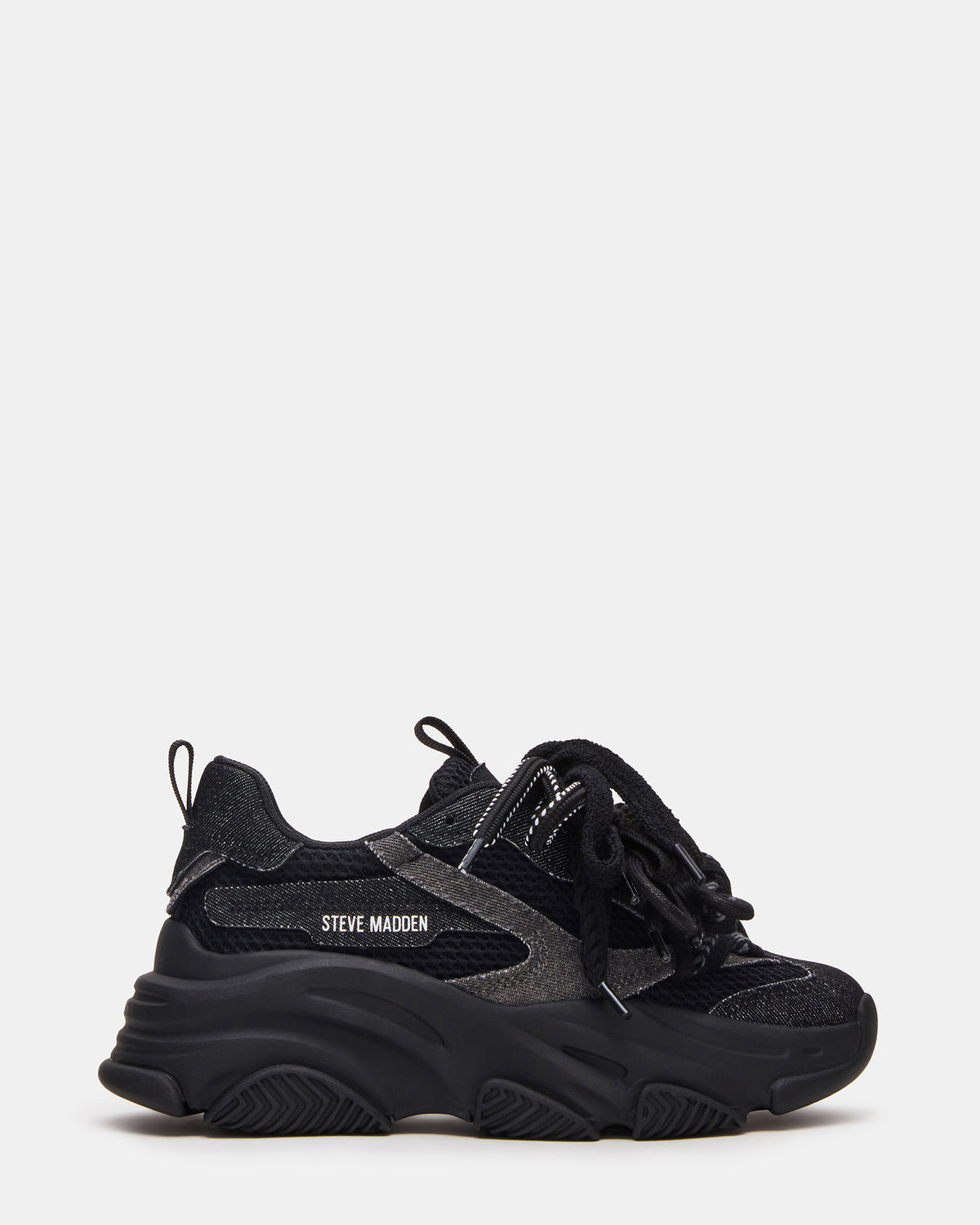 PRYCE Black Low-Top Lace-Up Chunky Platform Women's Sneaker Steve Madden BLACK