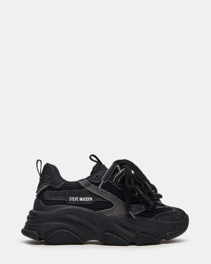 PRYCE Black Low-Top Lace-Up Chunky Platform Women's Sneaker Steve Madden BLACK
