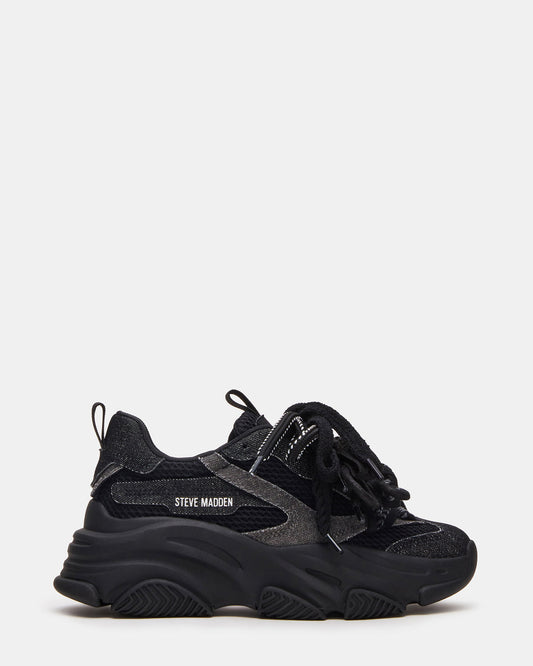 PRYCE Black Low-Top Lace-Up Chunky Platform Women's Sneaker Steve Madden BLACK