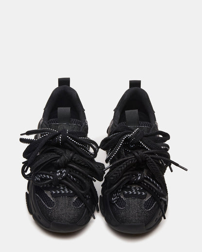 PRYCE Black Low-Top Lace-Up Chunky Platform Women's Sneaker Steve Madden BLACK