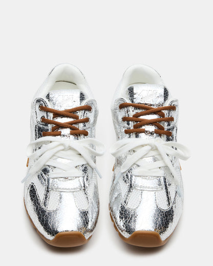 AZIEL Silver Low-Top Lace-Up Women's Sneakers Steve Madden SILVER