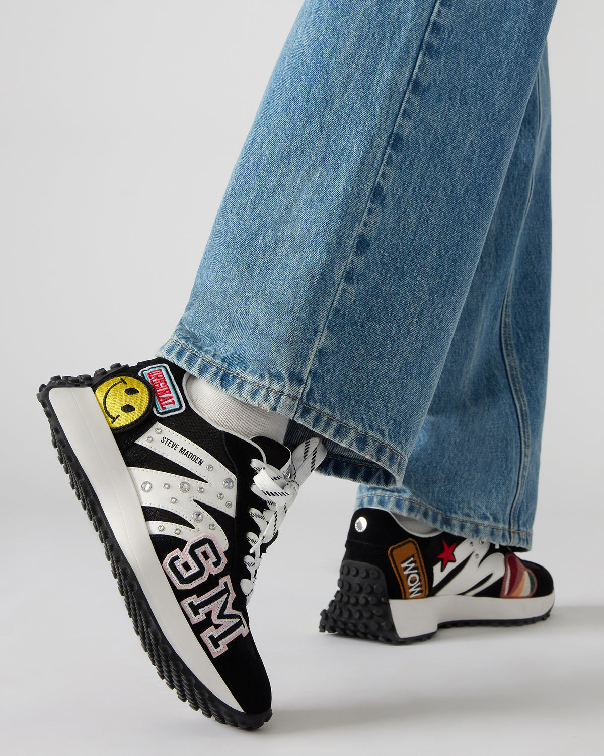 CAMPO Black Multi Patches Lace-Up Women's Sneaker Steve Madden BLACK MULTI