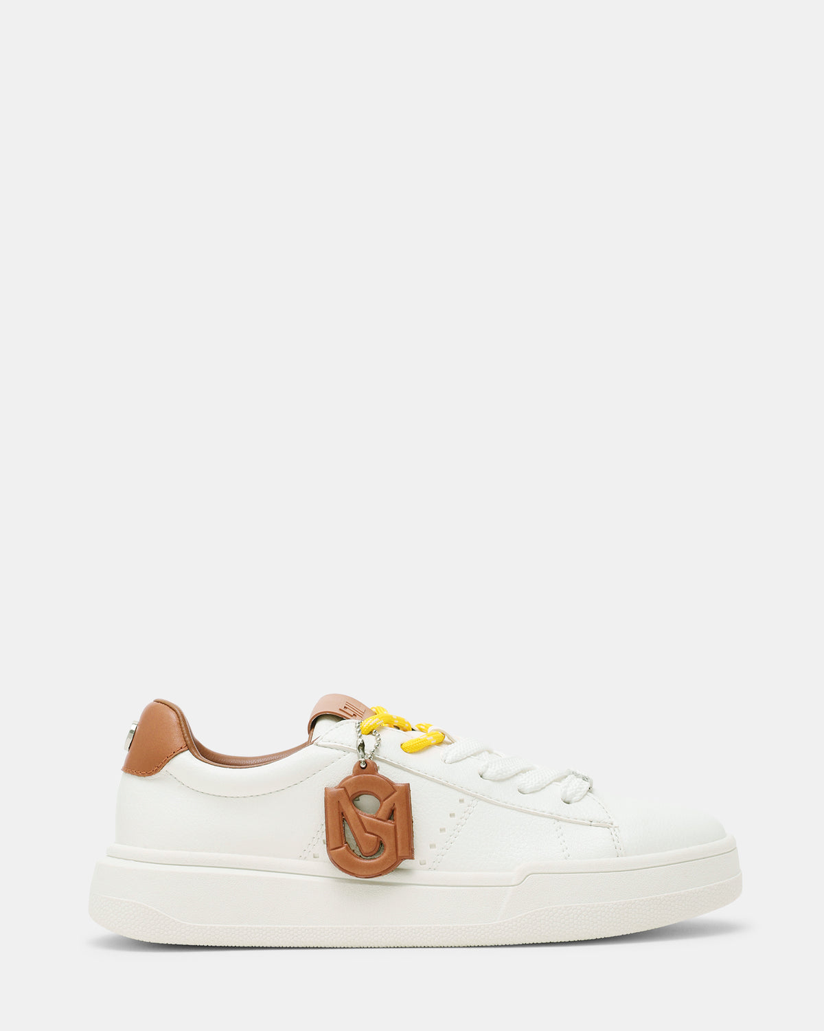 MARVIN White/Tan Low-Top Lace-Up Women's Sneaker Steve Madden WHT/TAN