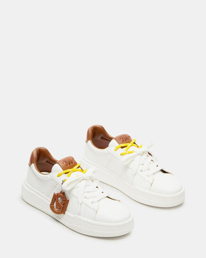MARVIN White/Tan Low-Top Lace-Up Women's Sneaker Steve Madden WHT/TAN