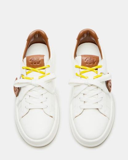 MARVIN White/Tan Low-Top Lace-Up Women's Sneaker Steve Madden WHT/TAN