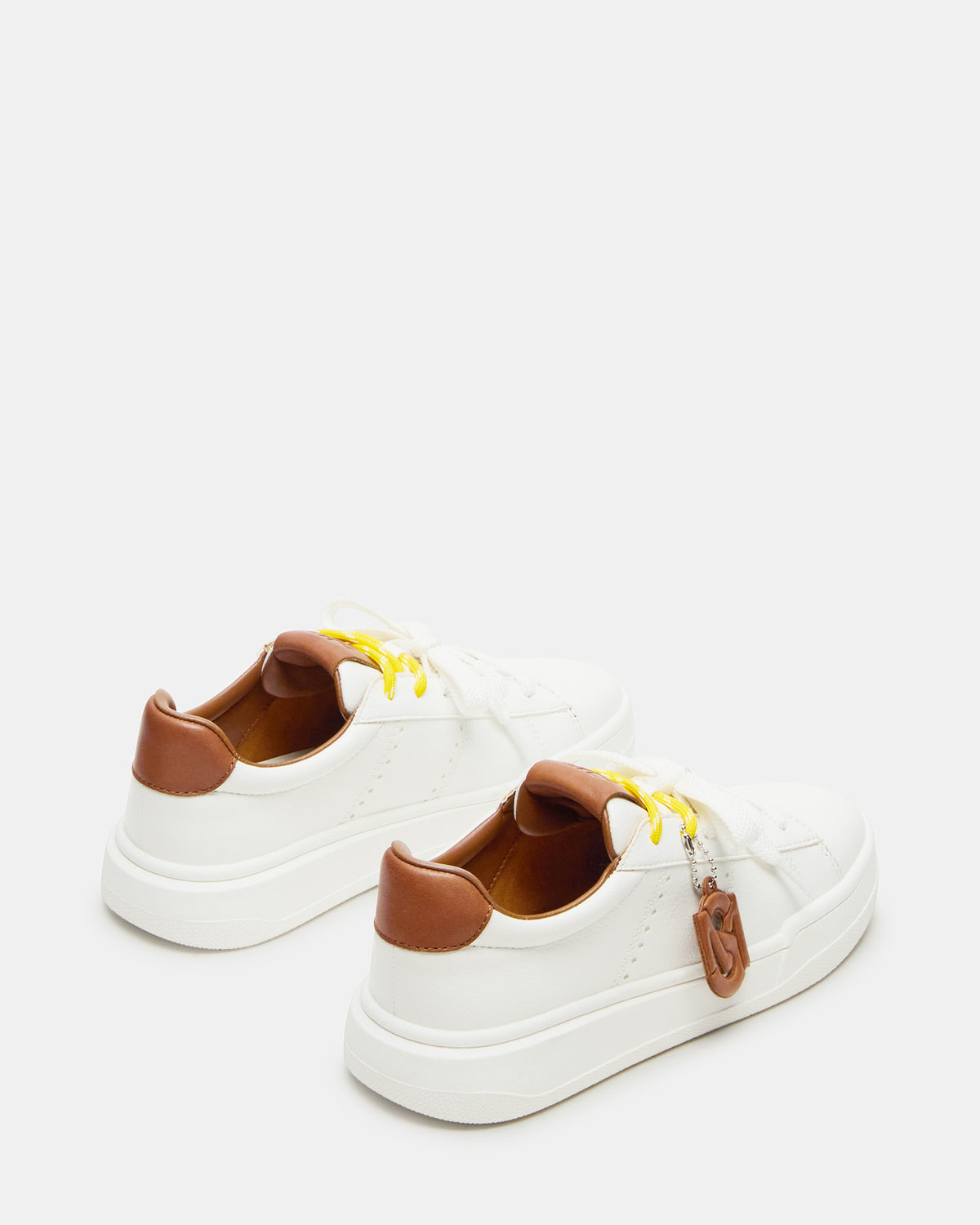 MARVIN White/Tan Low-Top Lace-Up Women's Sneaker Steve Madden WHT/TAN