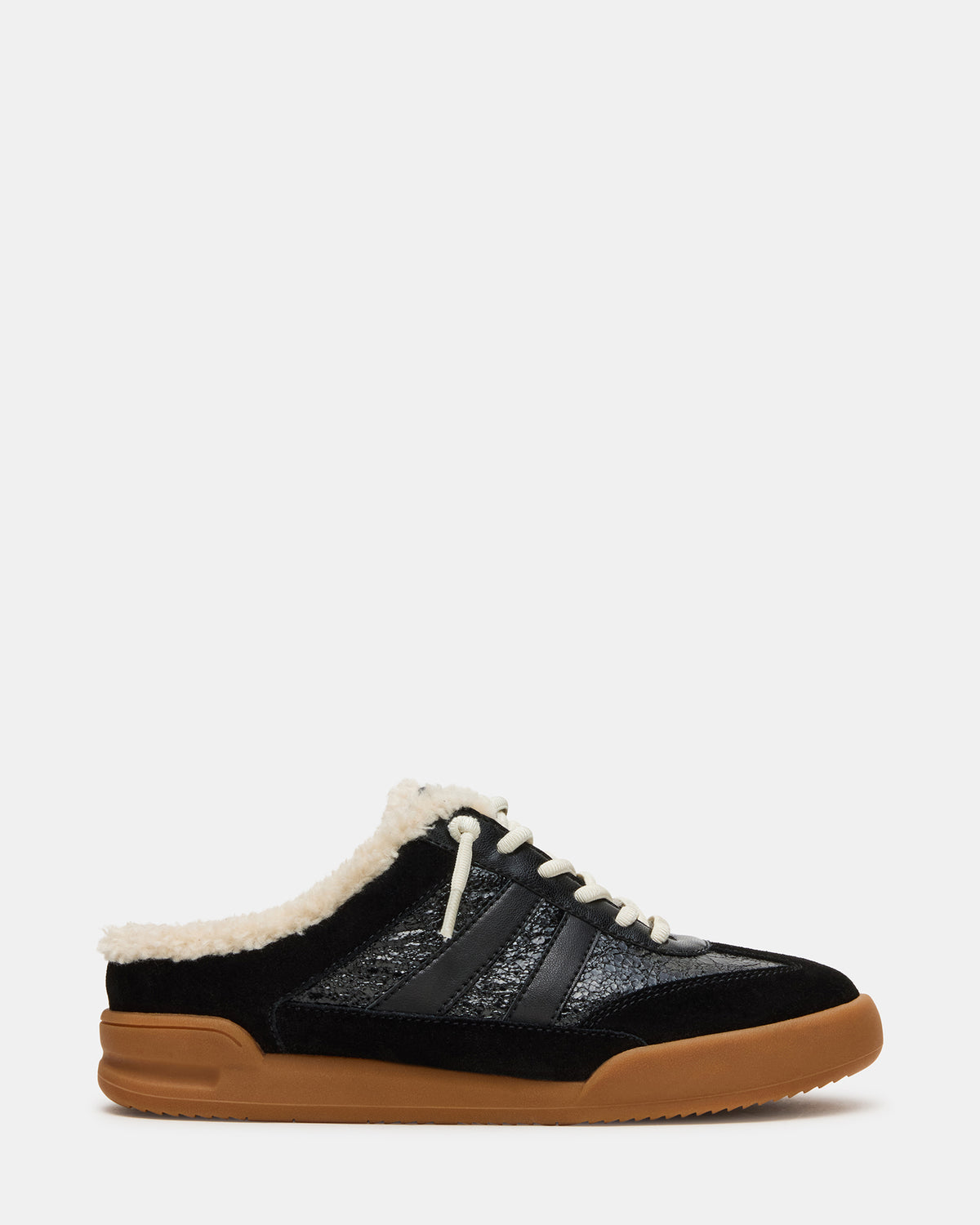 VANDY Faux Fur Black Multi Low-Top Lace-Up Mule Women's Sneaker Steve Madden BLACK MULTI