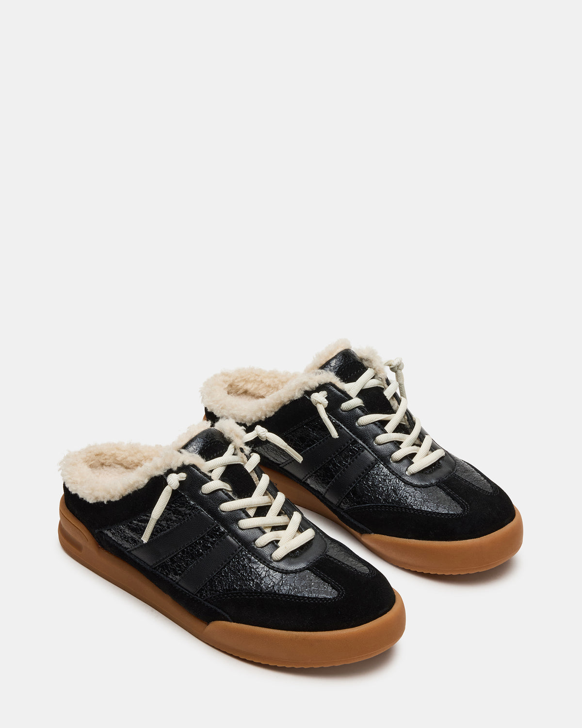VANDY Faux Fur Black Multi Low-Top Lace-Up Mule Women's Sneaker Steve Madden BLACK MULTI