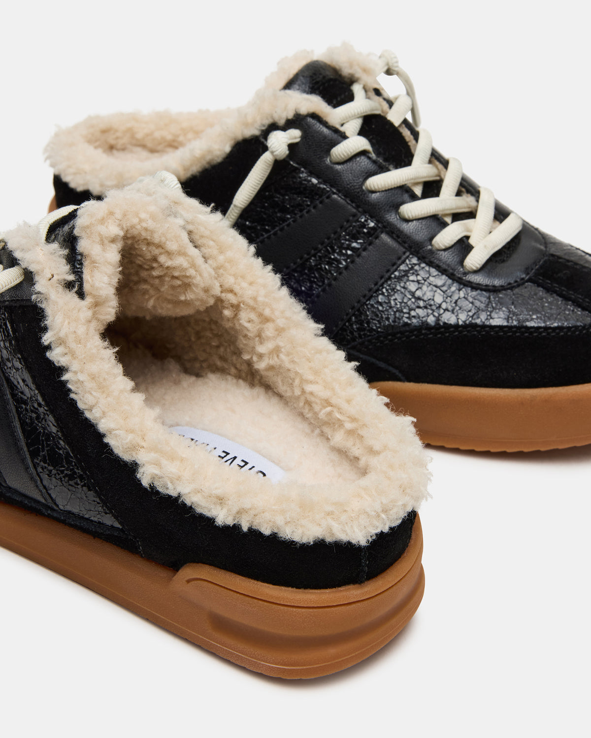 VANDY Faux Fur Black Multi Low-Top Lace-Up Mule Women's Sneaker Steve Madden BLACK MULTI