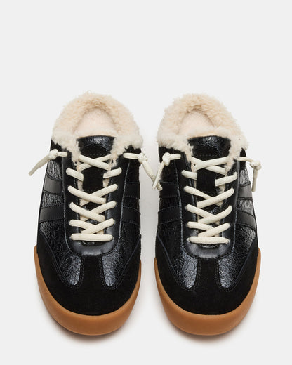 VANDY Faux Fur Black Multi Low-Top Lace-Up Mule Women's Sneaker Steve Madden BLACK MULTI