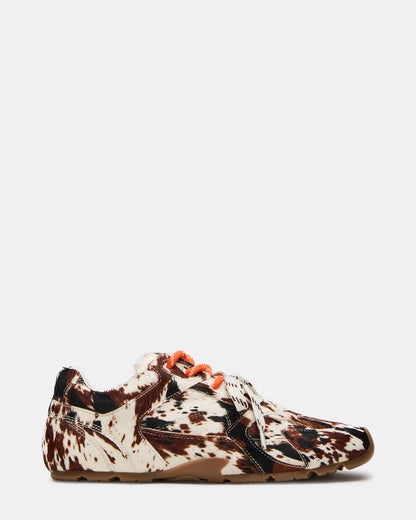 AZIEL Brown Cow Print Low-Top Lace-Up Women's Sneakers Steve Madden BROWN MULTI