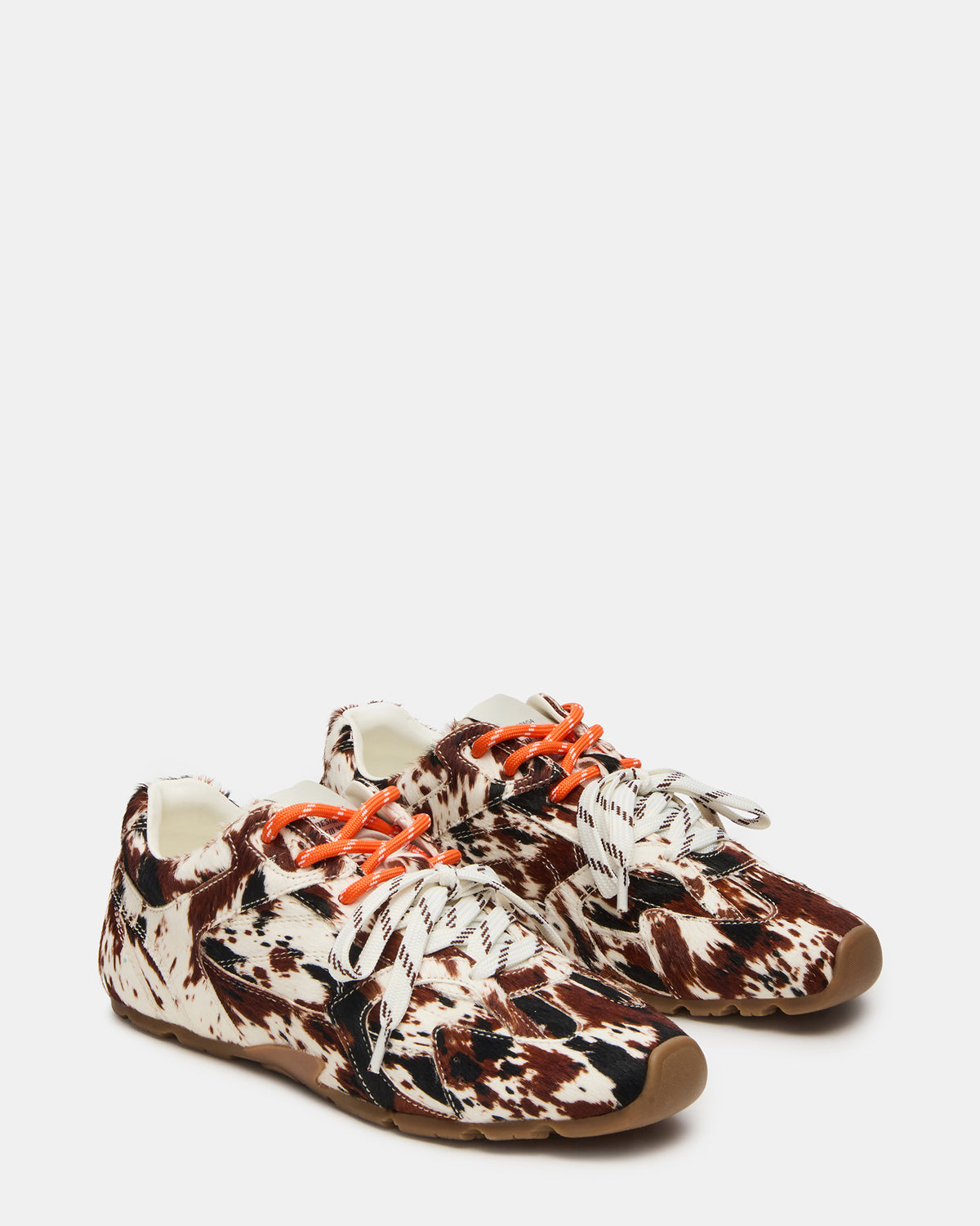 AZIEL Brown Cow Print Low-Top Lace-Up Women's Sneakers Steve Madden BROWN MULTI
