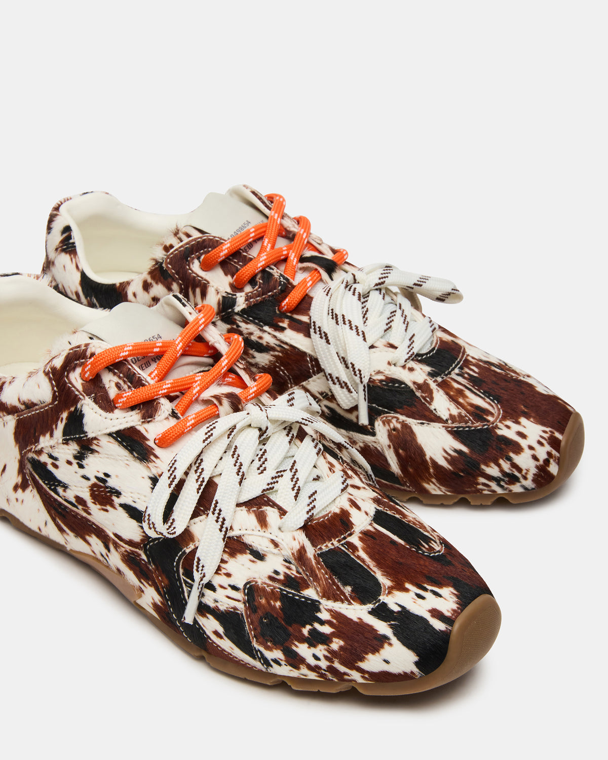 AZIEL Brown Cow Print Low-Top Lace-Up Women's Sneakers Steve Madden BROWN MULTI
