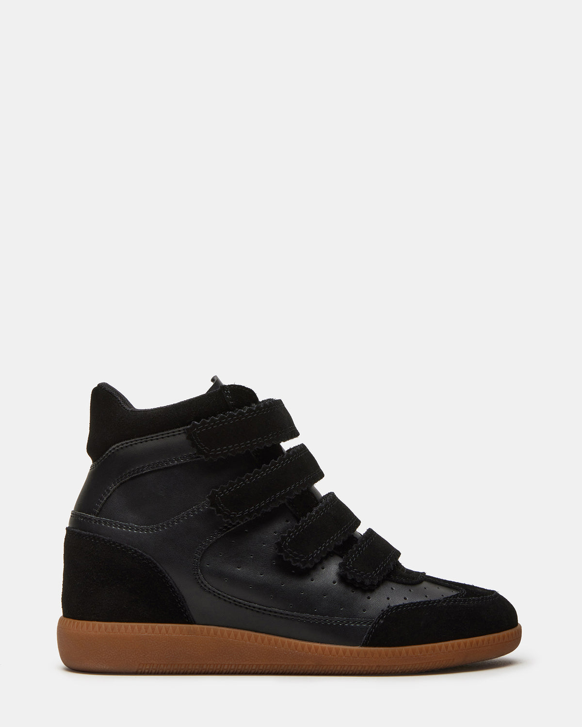 MUSTANG Black Suede Women's High-Top Velcro Sneaker Steve Madden BLACK SUEDE