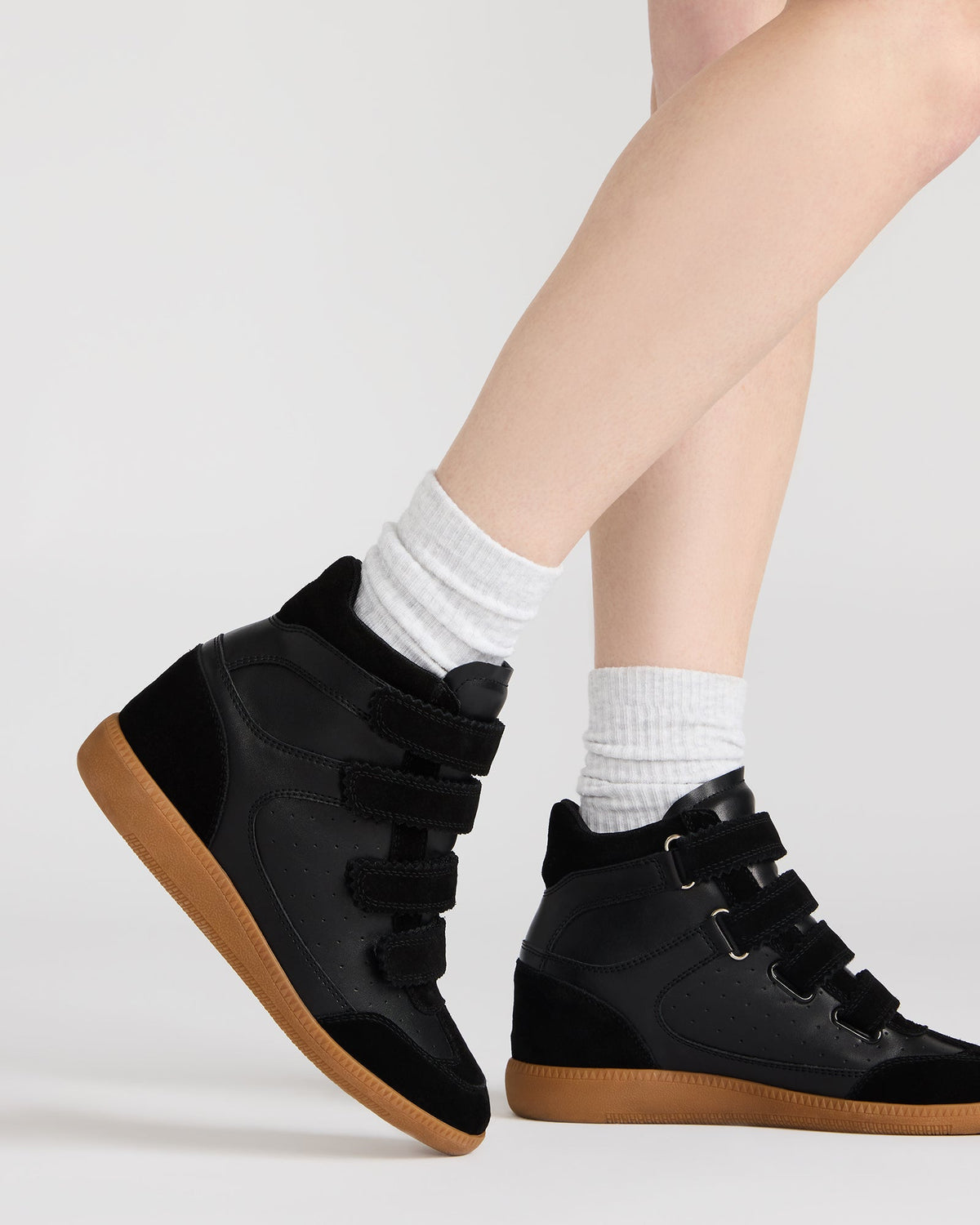 MUSTANG Black Suede Women's High-Top Velcro Sneaker Steve Madden BLACK SUEDE