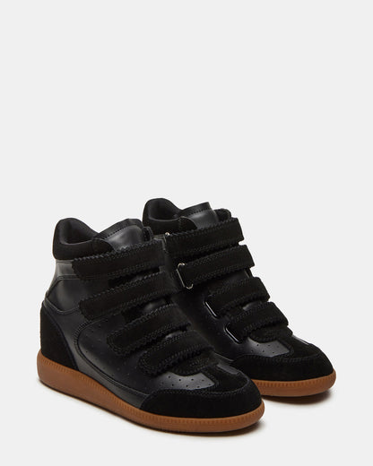 MUSTANG Black Suede Women's High-Top Velcro Sneaker Steve Madden BLACK SUEDE