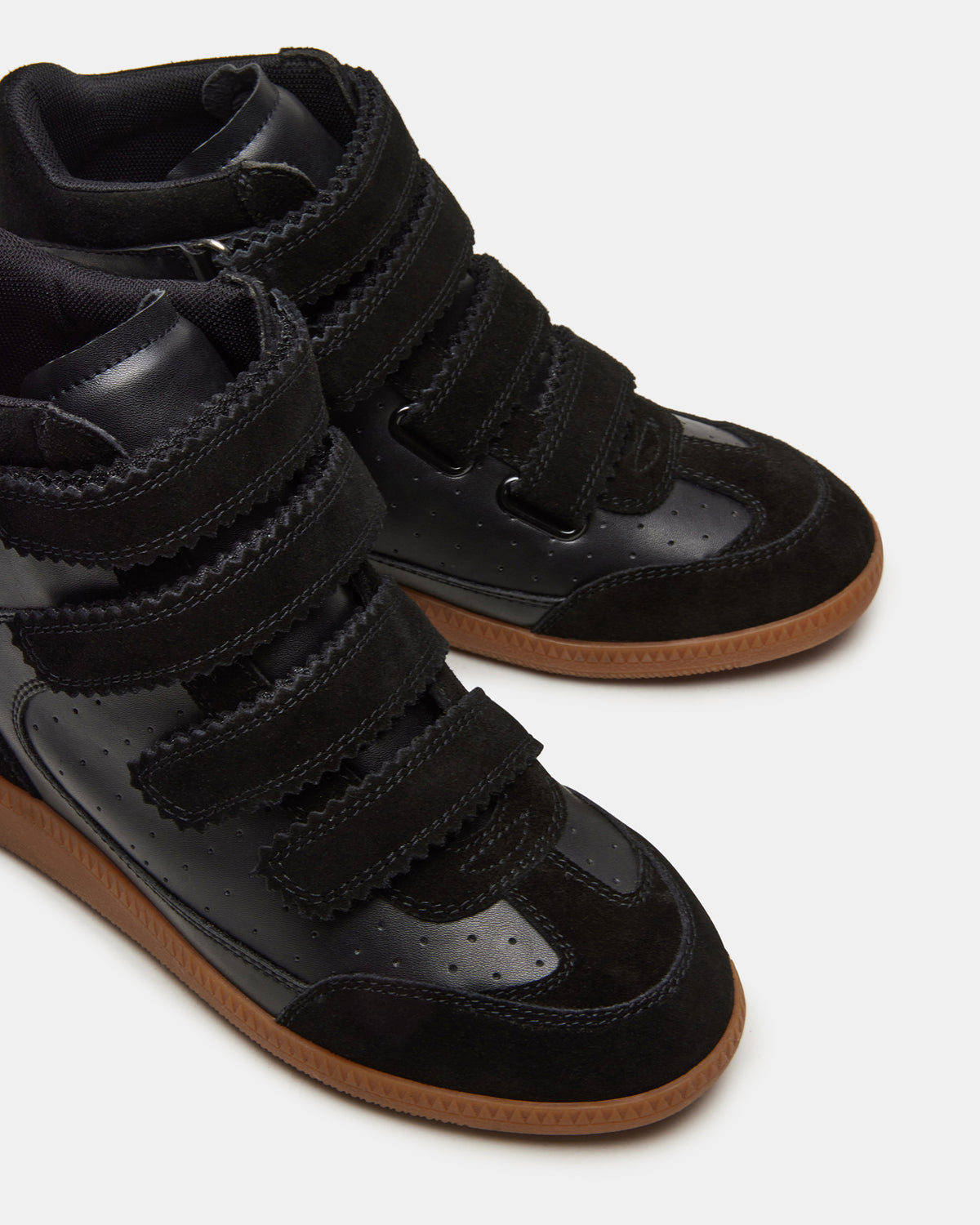MUSTANG Black Suede Women's High-Top Velcro Sneaker Steve Madden BLACK SUEDE
