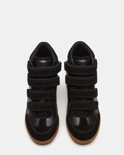 MUSTANG Black Suede Women's High-Top Velcro Sneaker Steve Madden BLACK SUEDE