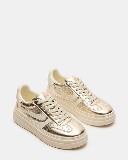 DODGE Perforated Champagne Multi Women's Low-Top Platform Sneaker Steve Madden CHAMPAGNE MULTI