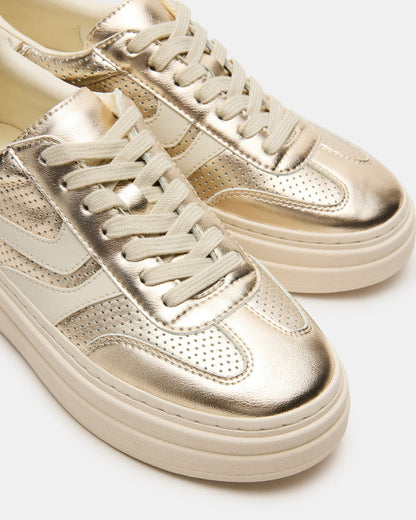 DODGE Perforated Champagne Multi Women's Low-Top Platform Sneaker Steve Madden CHAMPAGNE MULTI
