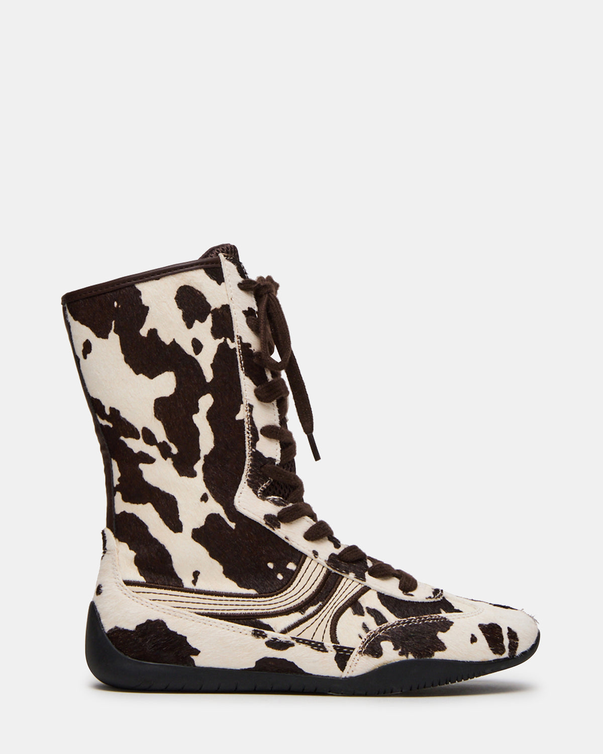 PAXTIN Brown Cow Print Women's High-Top Lace-Up Sneaker Steve Madden BROWN MULTI