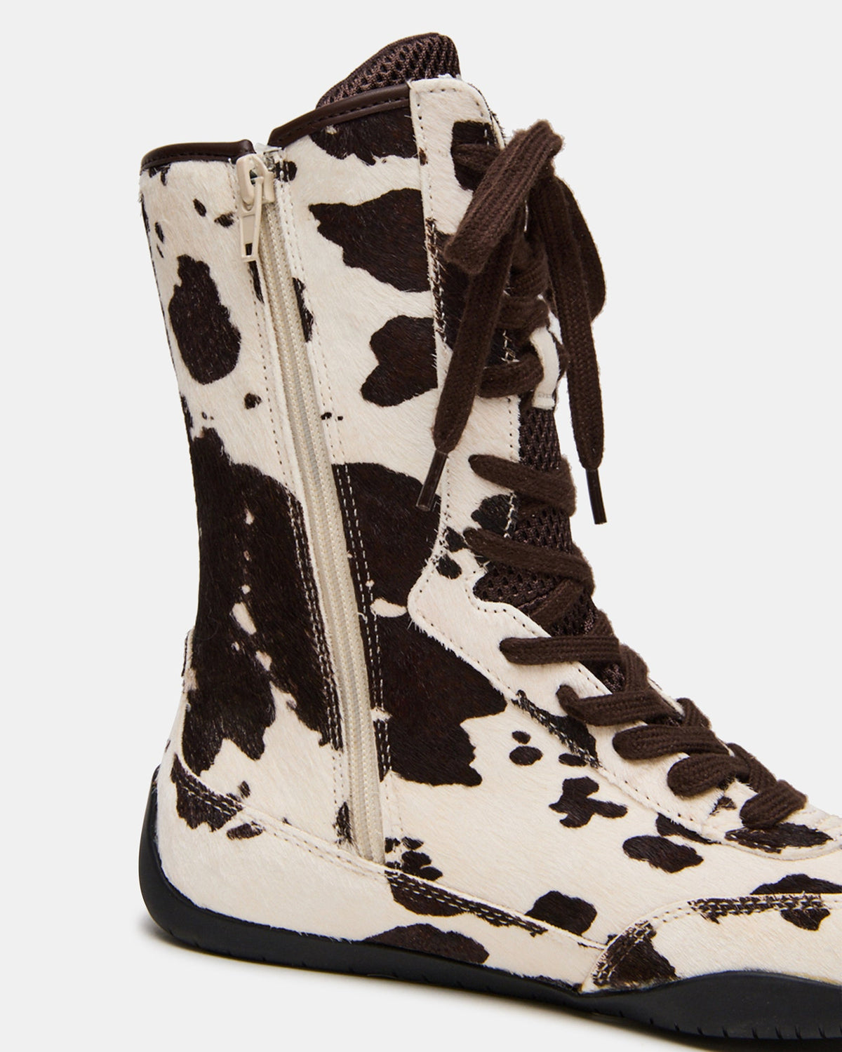 PAXTIN Brown Cow Print Women's High-Top Lace-Up Sneaker Steve Madden BROWN MULTI