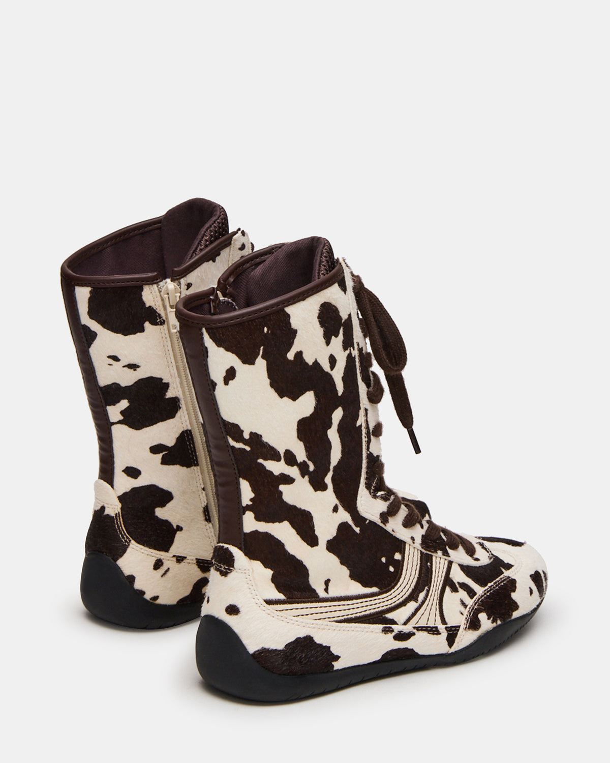 PAXTIN Brown Cow Print Women's High-Top Lace-Up Sneaker Steve Madden BROWN MULTI