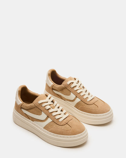 DODGE Perforated Camel Multi Women's Low-Top Platform Sneaker Steve Madden CAMEL MULTI