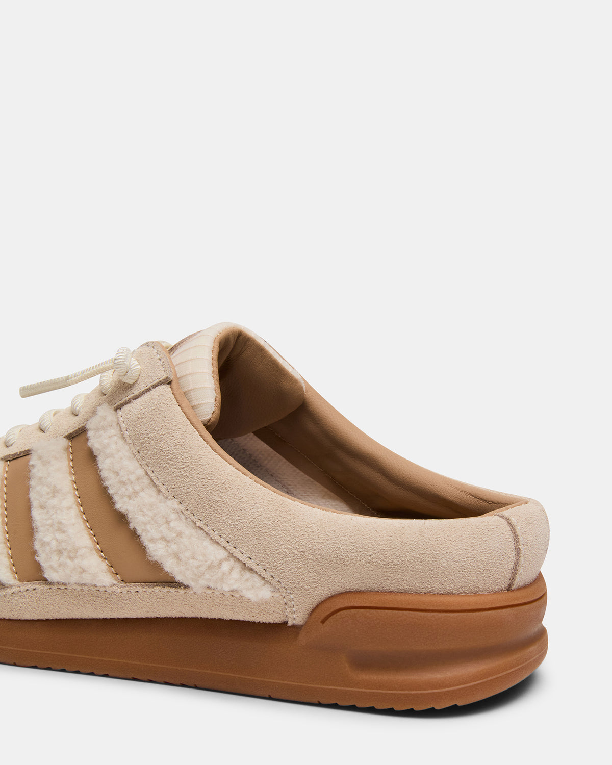 VANDY Faux Fur Bone Multi Low-Top Lace-Up Mule Women's Sneaker Steve Madden BONE MULTI