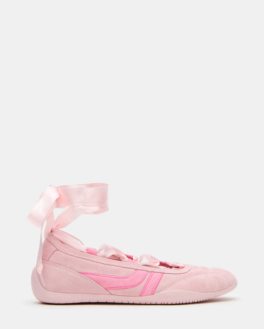 PROMISE Pink Suede Low-Top Lace-Up Ribbon Women's Sneaker Steve Madden PINK SUEDE