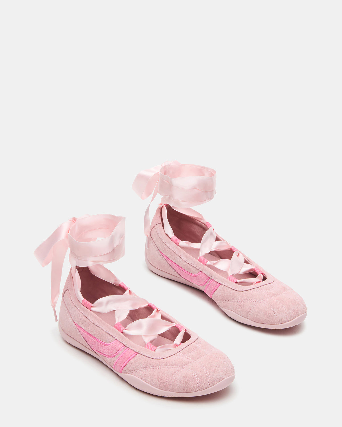 PROMISE Pink Suede Low-Top Lace-Up Ribbon Women's Sneaker Steve Madden PINK SUEDE
