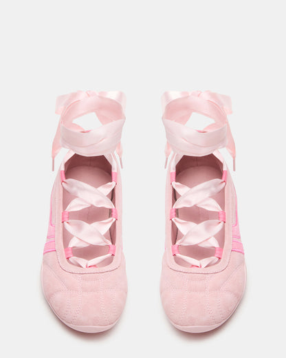 PROMISE Pink Suede Low-Top Lace-Up Ribbon Women's Sneaker Steve Madden PINK SUEDE