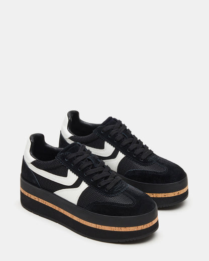 JUDGE Black Multi Platform Low-Top Lace-Up Women's Sneaker Steve Madden BLACK MULTI